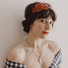 Charger l&#39;image dans la galerie, Headband - cuir &amp; feutrine, bleu/bordeaux