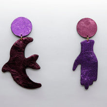 Charger l'image dans la galerie, Boucles d'oreilles en cuir •GIGI• violettes
