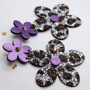 Boucles d'oreilles •FLORBA• à paillettes