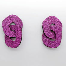 Charger l'image dans la galerie, Boucles d'oreilles en cuir •DAGDA• à paillettes