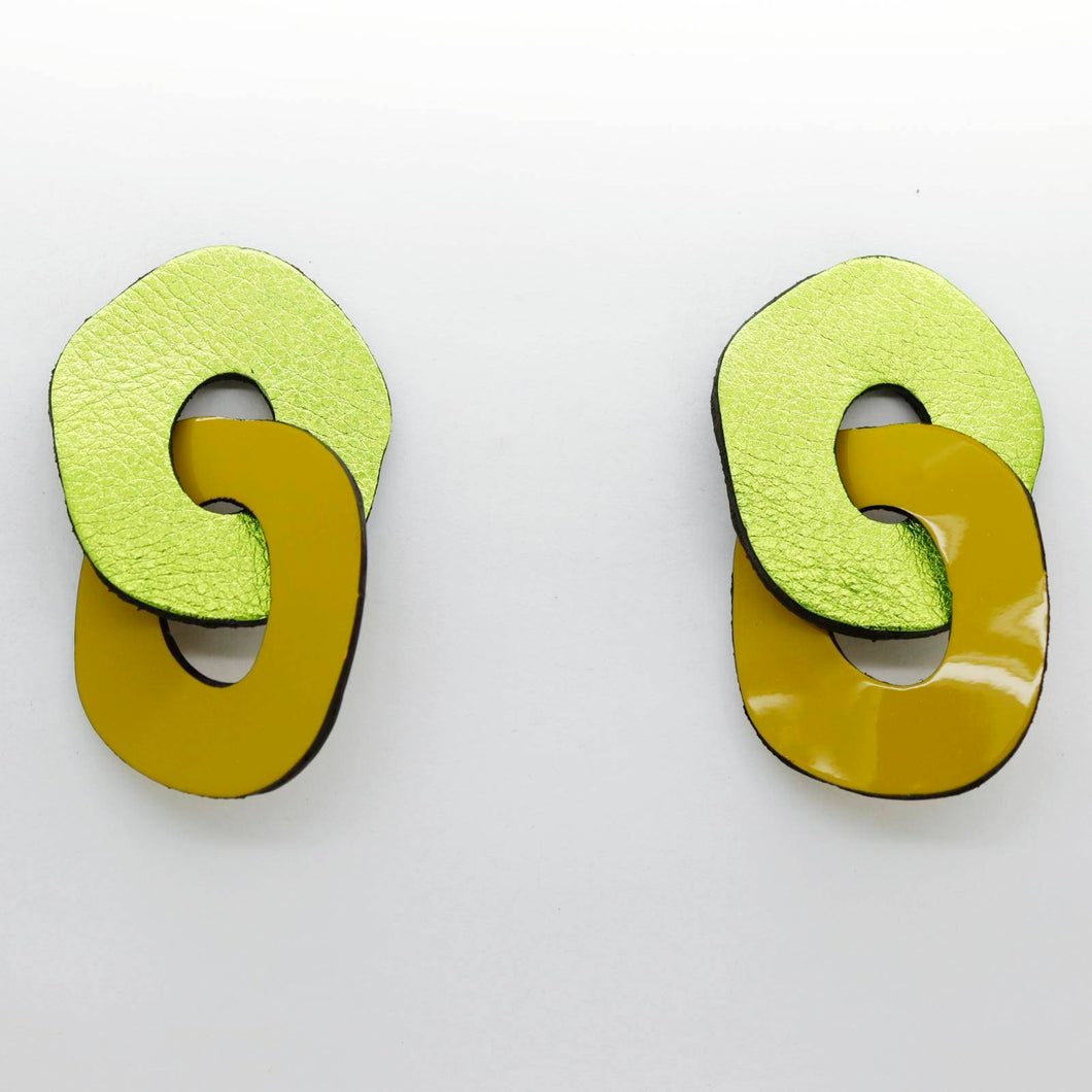 Boucles d'oreilles en cuir •DAGDA• vertes