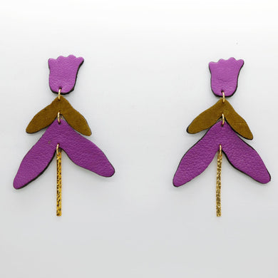 Boucles d'oreilles en cuir •FULIA• violettes