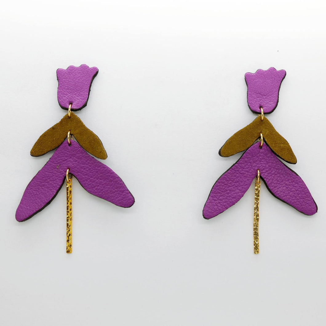 Boucles d'oreilles en cuir •FULIA• violettes
