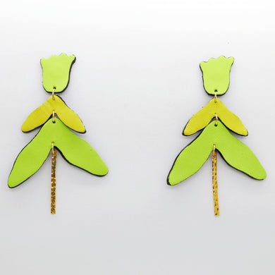 Boucles d'oreilles en cuir •FULIA• vertes