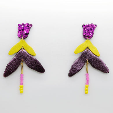 Boucles d'oreilles en cuir •FULIA• à paillettes