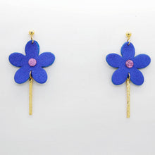 Charger l'image dans la galerie, Boucles d'oreilles en cuir •MILA• bleues