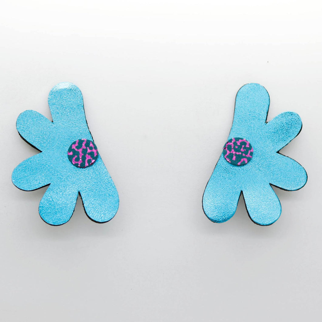 Boucles d'oreilles en cuir •AUBA• bleues