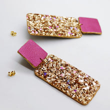 Charger l'image dans la galerie, Boucles d'oreilles en cuir •GYNE• à paillettes