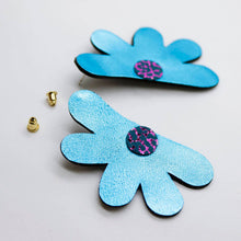 Charger l&#39;image dans la galerie, Boucles d&#39;oreilles en cuir •AUBA• bleues