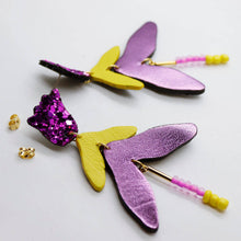 Charger l&#39;image dans la galerie, Boucles d&#39;oreilles en cuir •FULIA• à paillettes