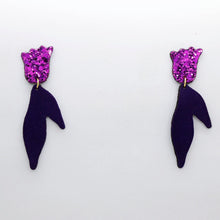 Charger l'image dans la galerie, Boucles d'oreilles en cuir •BIBA• à paillettes