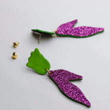 Charger l'image dans la galerie, Boucles d'oreilles en cuir •BIBA• à paillettes