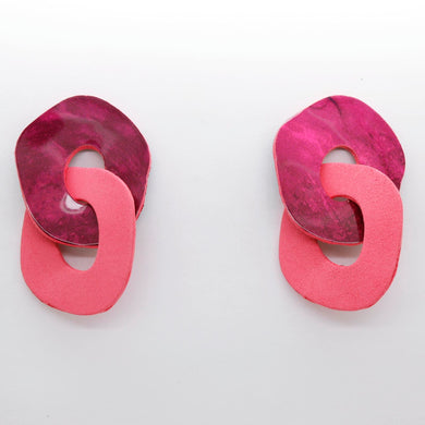Boucles d'oreilles en cuir •DAGDA• roses