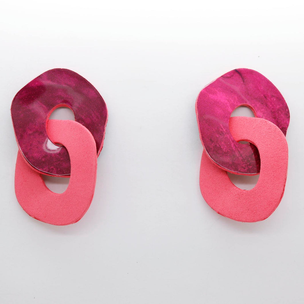 Boucles d'oreilles en cuir •DAGDA• roses