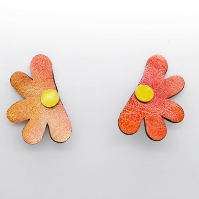 Boucles d'oreilles en cuir •AUBA• orangées