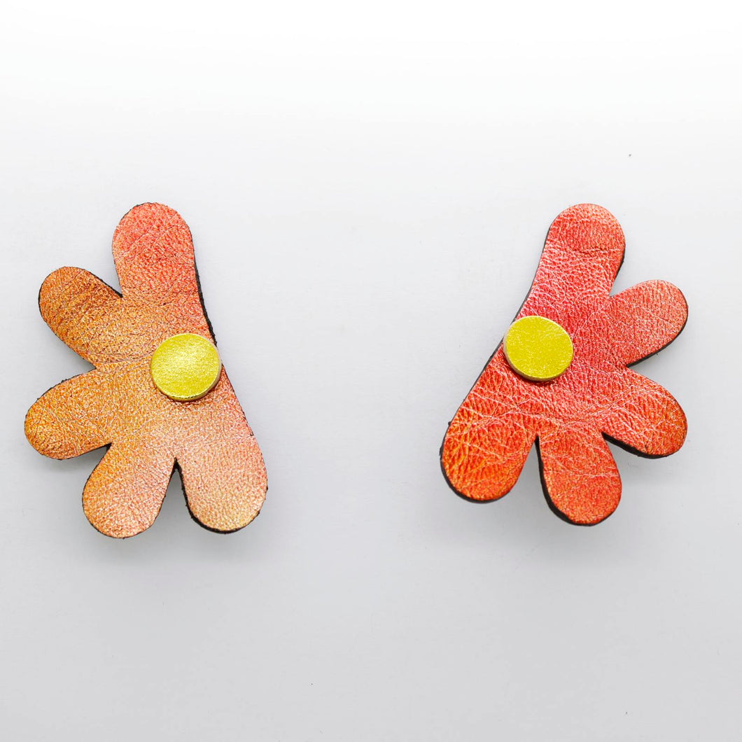 Boucles d'oreilles en cuir •AUBA• orangées