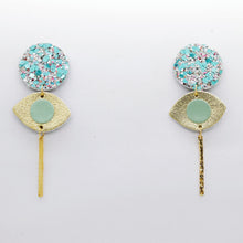 Charger l&#39;image dans la galerie, Boucles d&#39;oreilles en cuir •POTENCO• à paillettes