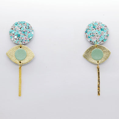 Boucles d'oreilles en cuir •POTENCO• à paillettes