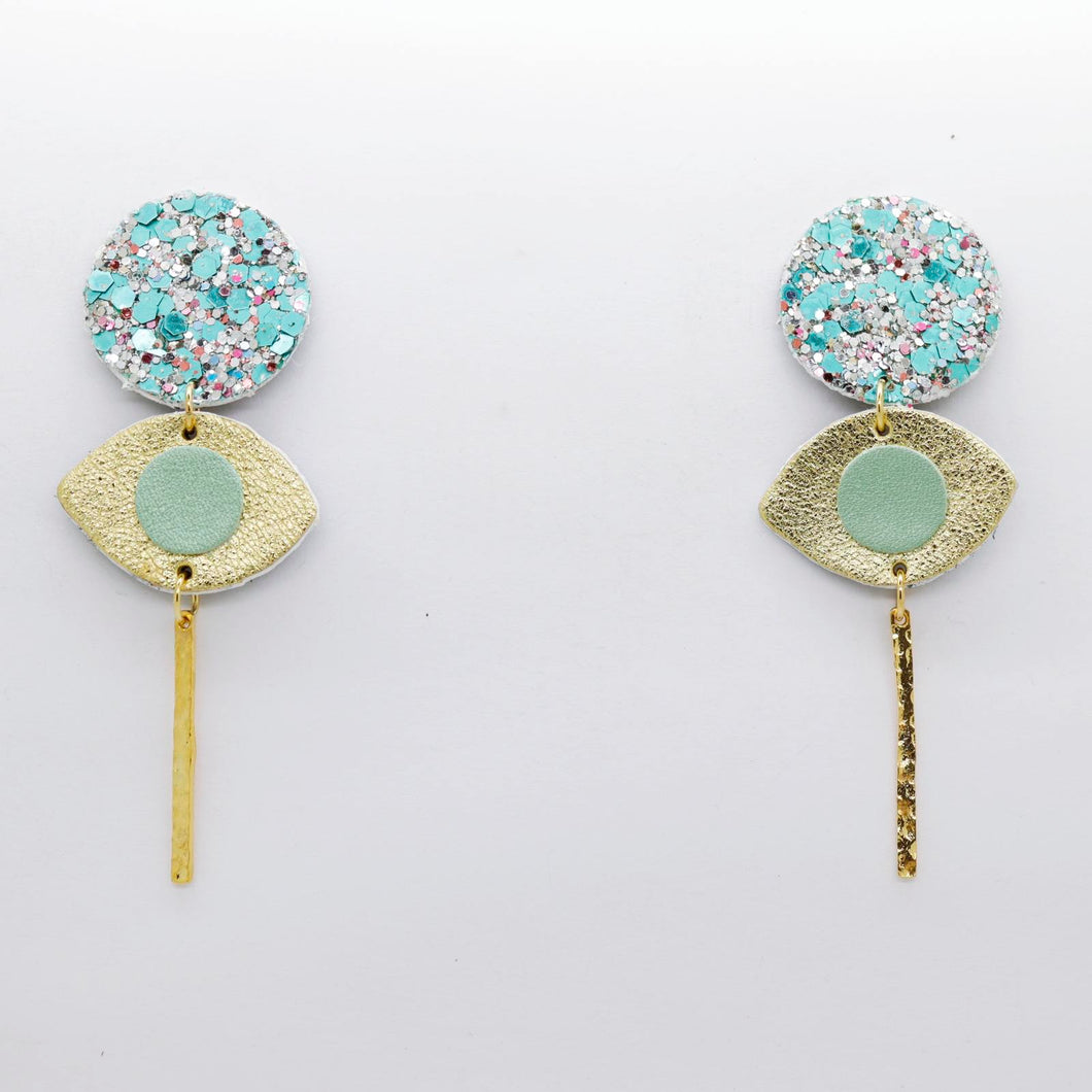 Boucles d'oreilles en cuir •POTENCO• à paillettes