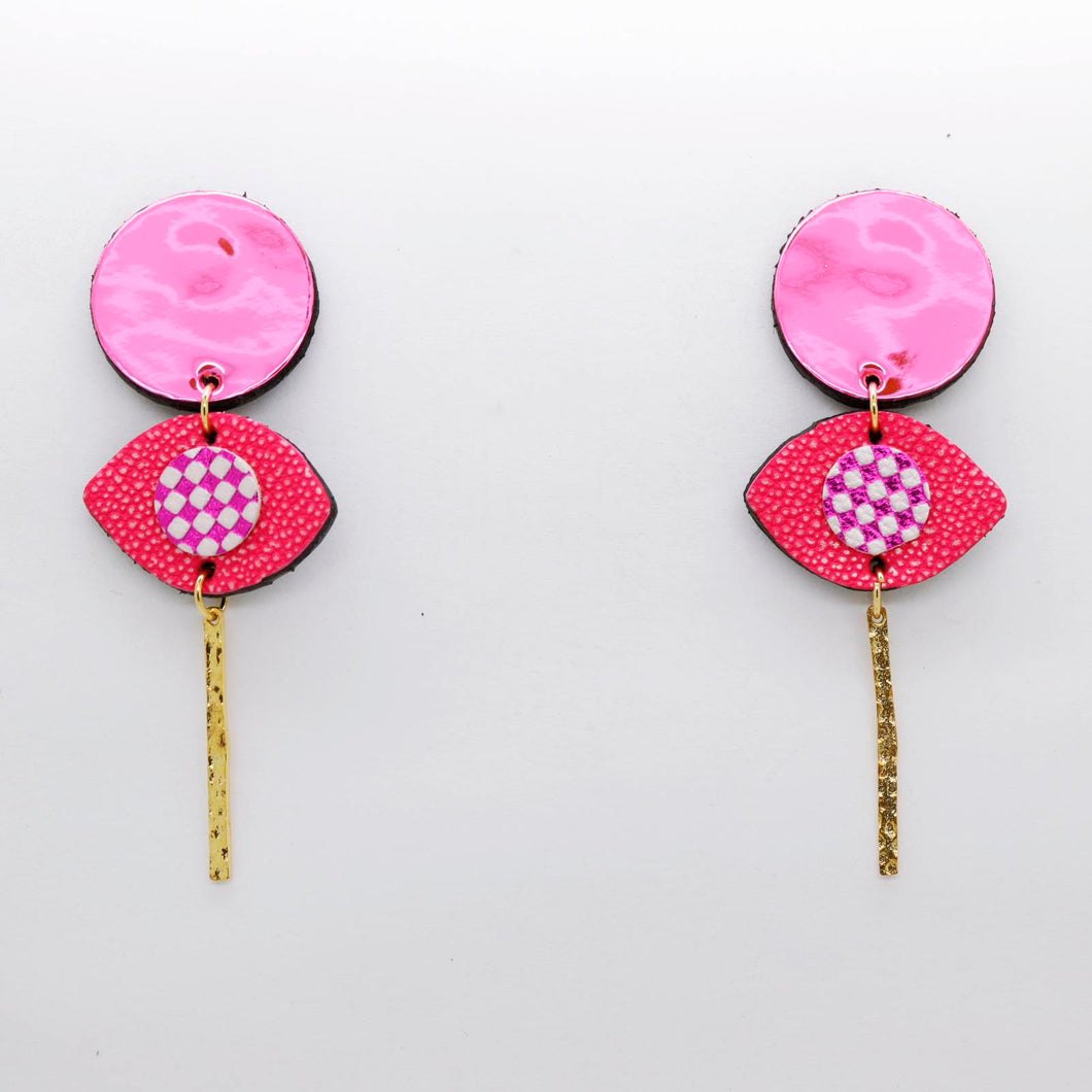 Boucles d'oreilles en cuir •POTENCO• roses