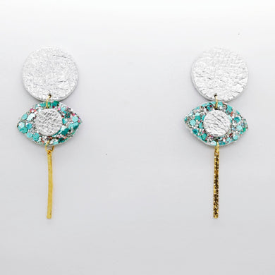 Boucles d'oreilles en cuir •POTENCO• à paillettes