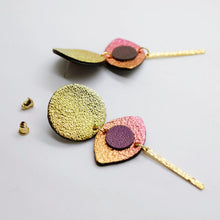 Charger l&#39;image dans la galerie, Boucles d&#39;oreilles en cuir •POTENCO• sunset