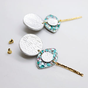 Boucles d'oreilles en cuir •POTENCO• à paillettes