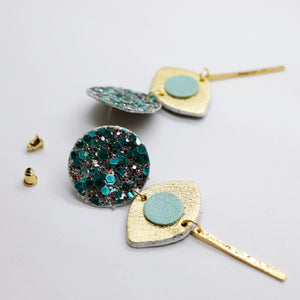 Boucles d'oreilles en cuir •POTENCO• à paillettes