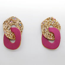 Charger l'image dans la galerie, Boucles d'oreilles en cuir •DAGDA• à paillettes