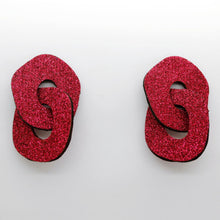 Charger l&#39;image dans la galerie, Boucles d&#39;oreilles en cuir •DAGDA• à paillettes