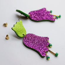 Charger l'image dans la galerie, Boucles d'oreilles en cuir •PETULA• à paillettes