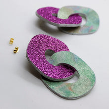 Charger l'image dans la galerie, Boucles d'oreilles en cuir •DAGDA• à paillettes