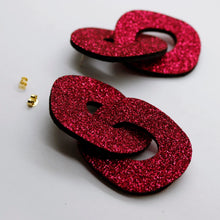Charger l&#39;image dans la galerie, Boucles d&#39;oreilles en cuir •DAGDA• à paillettes