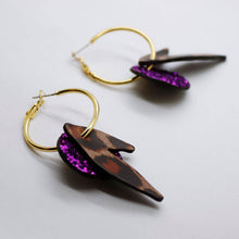 Charger l'image dans la galerie, Boucles d'oreilles en cuir •ROSALIA• à paillettes