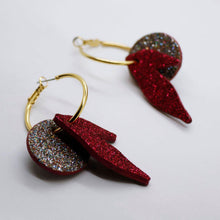 Charger l'image dans la galerie, Boucles d'oreilles en cuir •ROSALIA• à paillettes