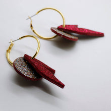 Charger l'image dans la galerie, Boucles d'oreilles en cuir •ROSALIA• à paillettes
