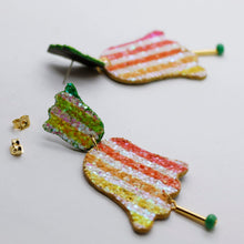 Charger l'image dans la galerie, Boucles d'oreilles en cuir •PETULA• à paillettes