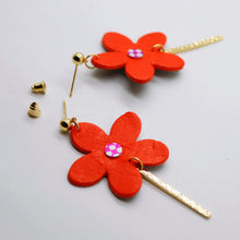 Charger l'image dans la galerie, Boucles d'oreilles en cuir •MILA• oranges