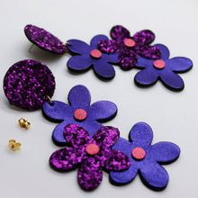 Charger l'image dans la galerie, Boucles d'oreilles en cuir •NENETTE• à paillettes