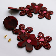 Charger l'image dans la galerie, Boucles d'oreilles en cuir •NENETTE• à paillettes