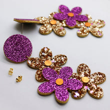 Charger l'image dans la galerie, Boucles d'oreilles en cuir •NENETTE• à paillettes