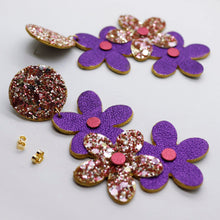 Charger l'image dans la galerie, Boucles d'oreilles en cuir •NENETTE• à paillettes