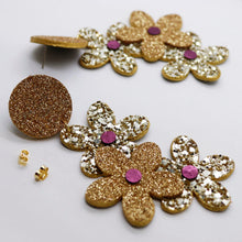Charger l'image dans la galerie, Boucles d'oreilles en cuir •NENETTE• à paillettes