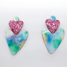 Charger l'image dans la galerie, Boucles d'oreilles en cuir •BELLÄ• aquarelle