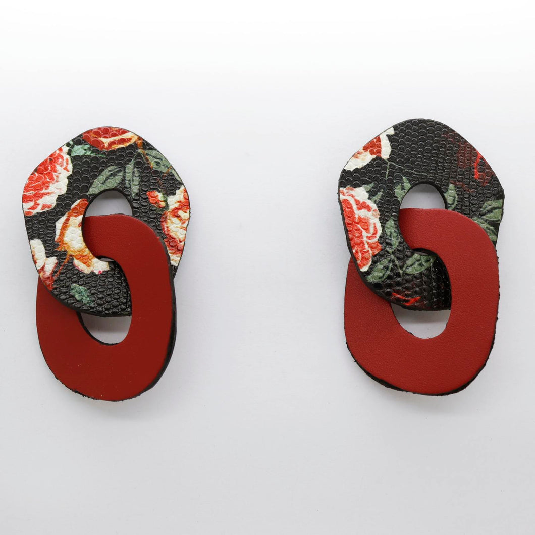 Boucles d'oreilles en cuir •DAGDA• fleuries