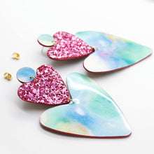 Charger l'image dans la galerie, Boucles d'oreilles en cuir •BELLÄ• aquarelle