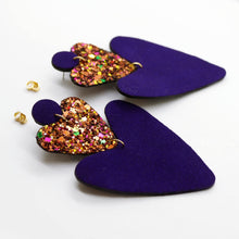 Charger l'image dans la galerie, Boucles d'oreilles en cuir •BELLÄ• violettes