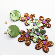 Charger l'image dans la galerie, Boucles d'oreilles en cuir •NENETTE• à paillettes