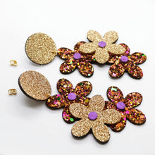 Charger l'image dans la galerie, Boucles d'oreilles en cuir •NENETTE• à paillettes