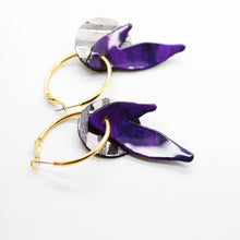 Charger l'image dans la galerie, Boucles d'oreilles en cuir •ROSALIA• violettes